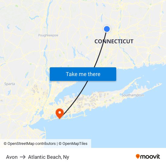 Avon to Atlantic Beach, Ny map