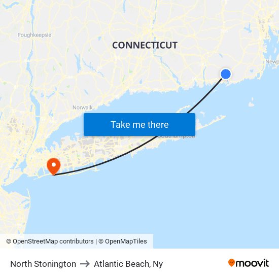 North Stonington to Atlantic Beach, Ny map