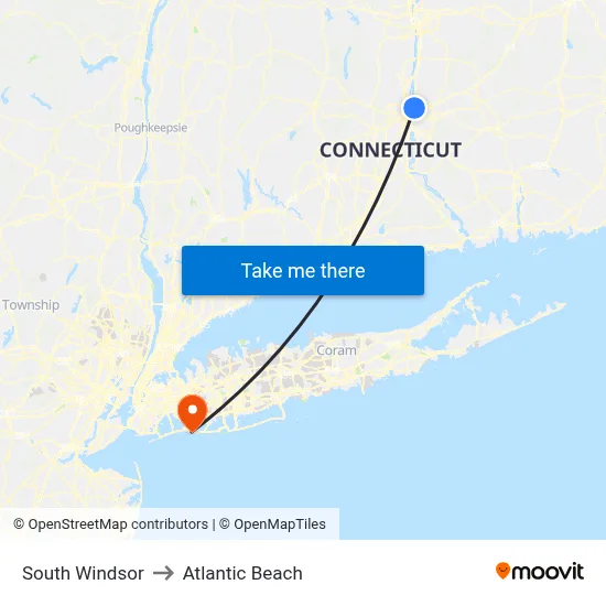South Windsor to Atlantic Beach map