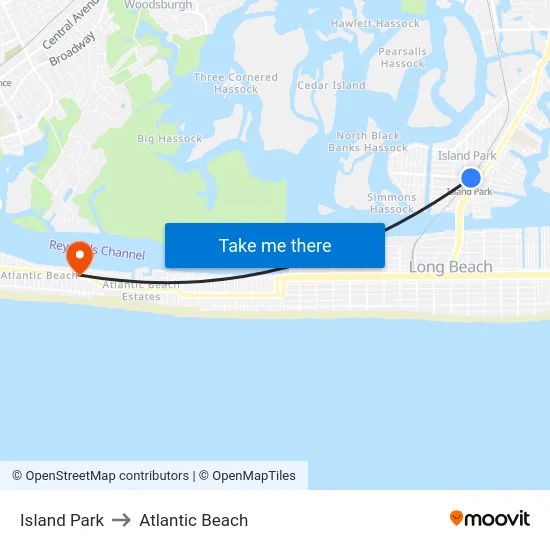 Island Park to Atlantic Beach map