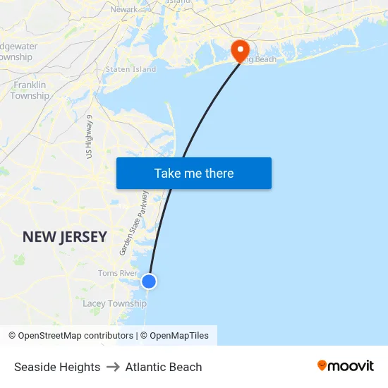 Seaside Heights to Atlantic Beach map