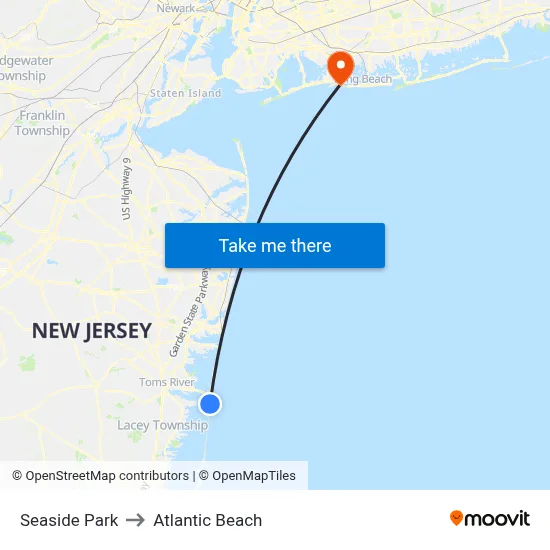 Seaside Park to Atlantic Beach map