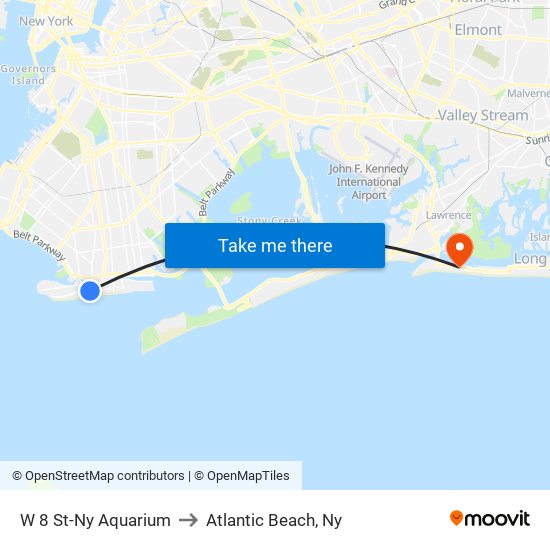 W 8 St-Ny Aquarium to Atlantic Beach, Ny map