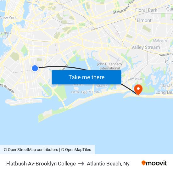 Flatbush Av-Brooklyn College to Atlantic Beach, Ny map