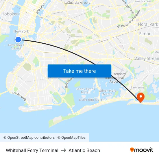 Whitehall Ferry Terminal to Atlantic Beach map
