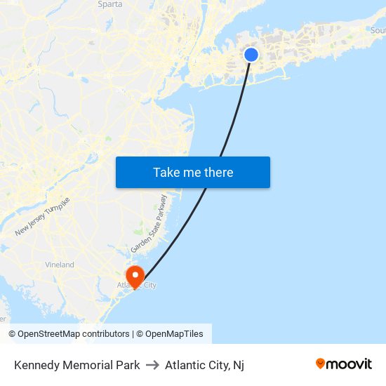 Kennedy Memorial Park to Atlantic City, Nj map