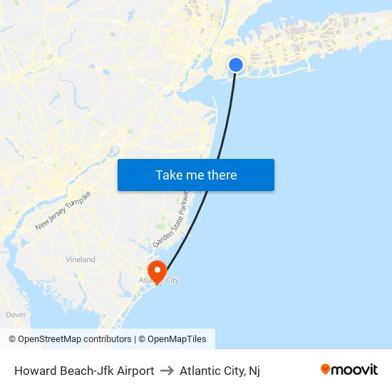 Howard Beach-Jfk Airport to Atlantic City, Nj map