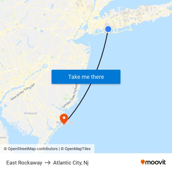 East Rockaway to Atlantic City, Nj map