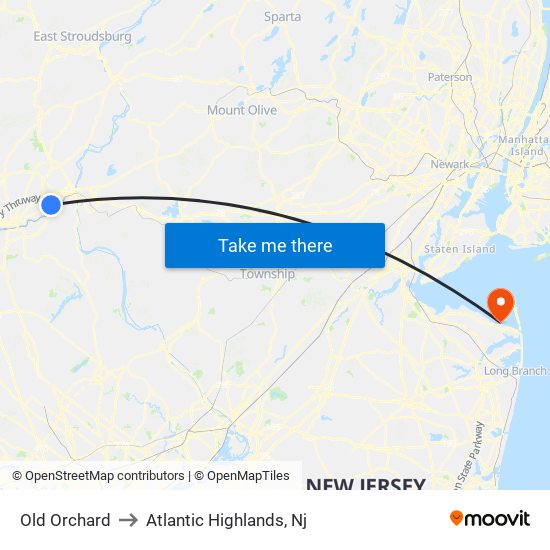 Old Orchard to Atlantic Highlands, Nj map