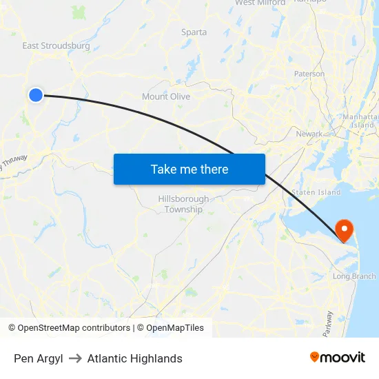 Pen Argyl to Atlantic Highlands map