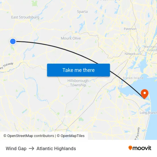 Wind Gap to Atlantic Highlands map