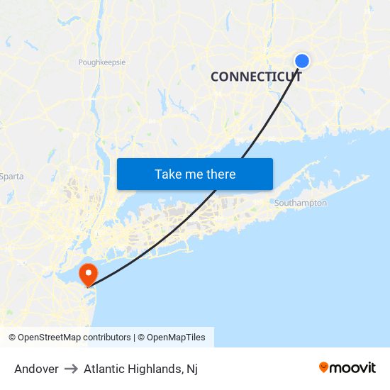 Andover to Atlantic Highlands, Nj map