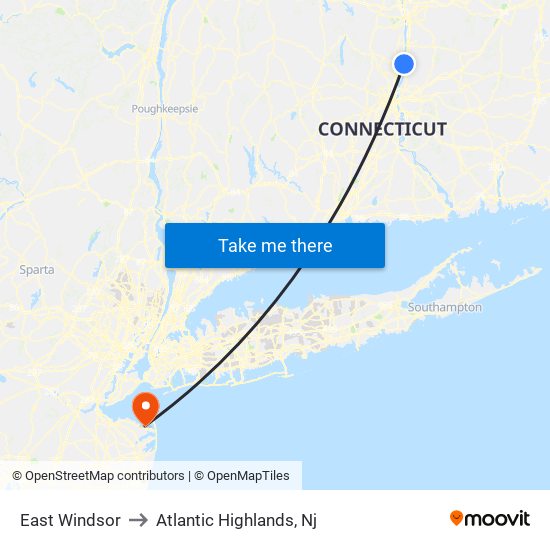 East Windsor to Atlantic Highlands, Nj map