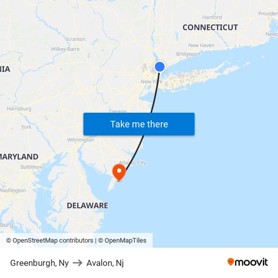 Greenburgh, Ny to Avalon, Nj map