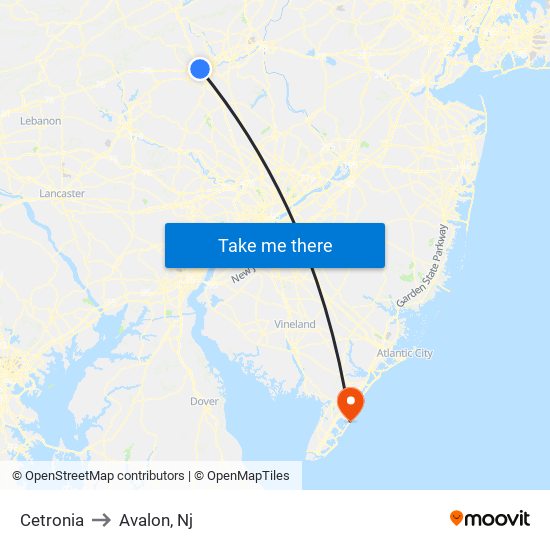 Cetronia to Avalon, Nj map