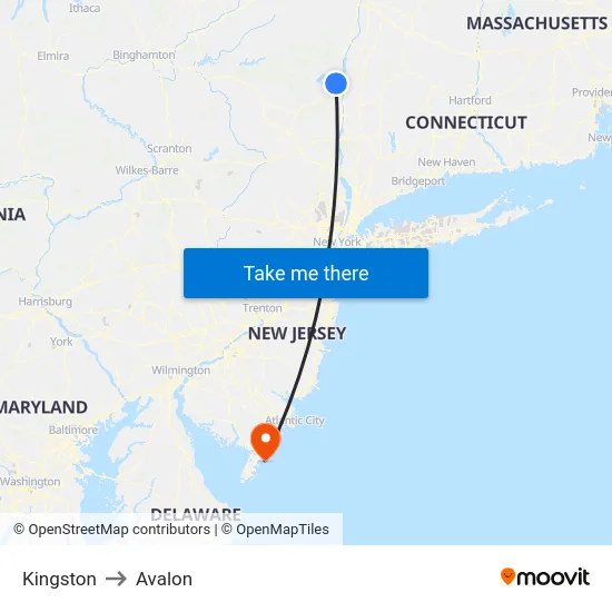 Kingston to Avalon map