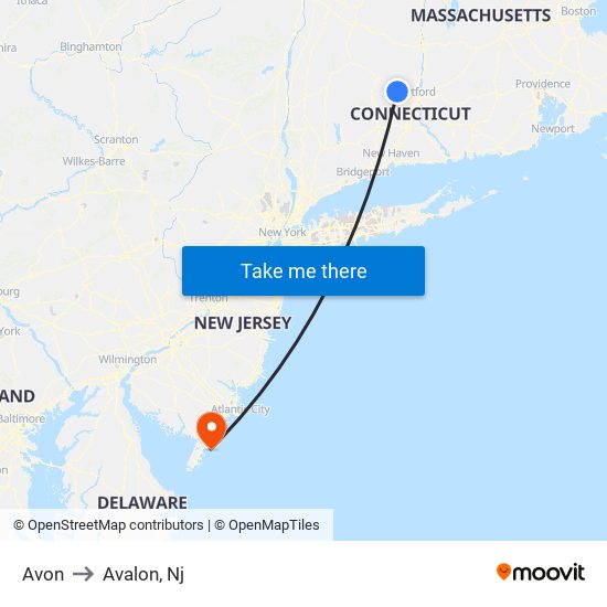 Avon to Avalon, Nj map