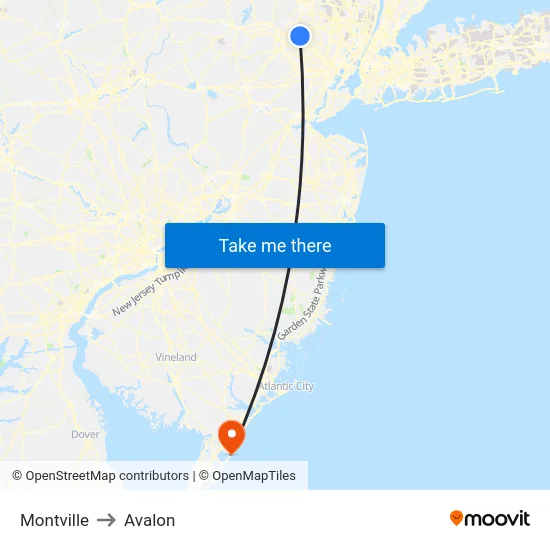 Montville to Avalon map