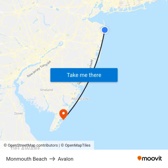 Monmouth Beach to Avalon map
