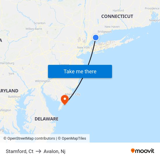 what is the flight distance between connecticut and new jersey？