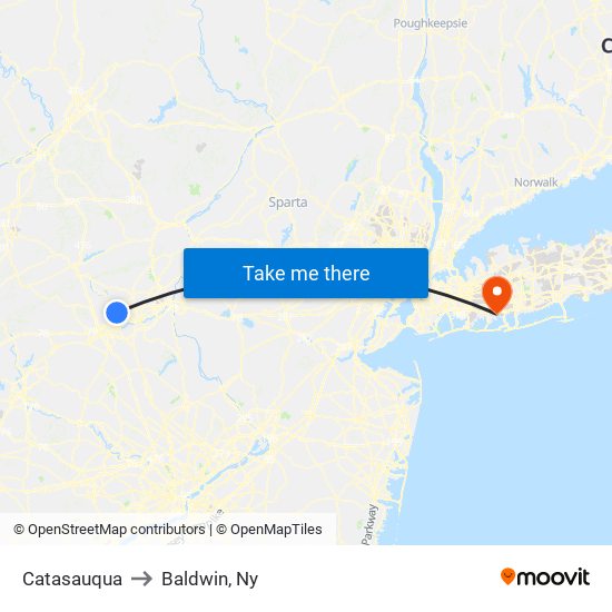 Catasauqua to Baldwin, Ny map