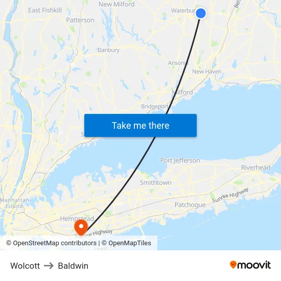 Wolcott to Baldwin map