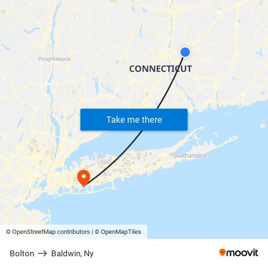 Bolton to Baldwin, Ny map