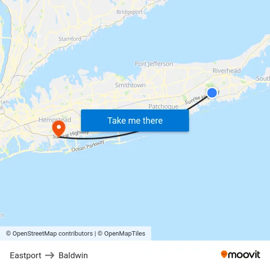 Eastport to Baldwin map