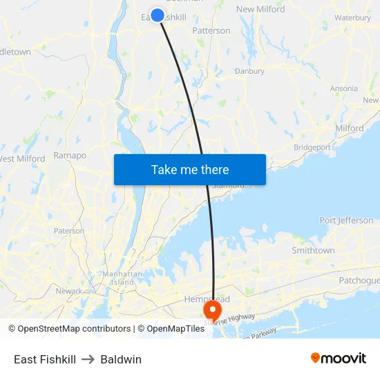 East Fishkill to Baldwin map