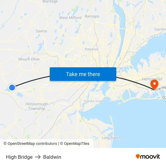 High Bridge to Baldwin map