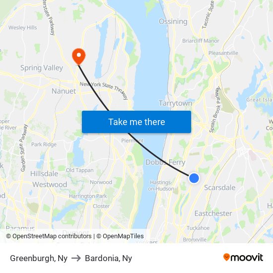 Greenburgh, Ny to Bardonia, Ny map