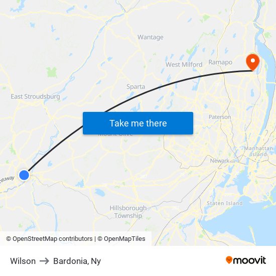 Wilson to Bardonia, Ny map