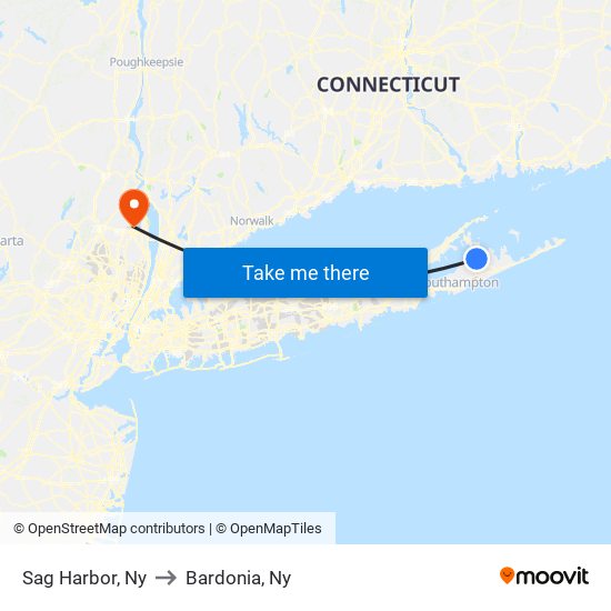 Sag Harbor, Ny to Bardonia, Ny map