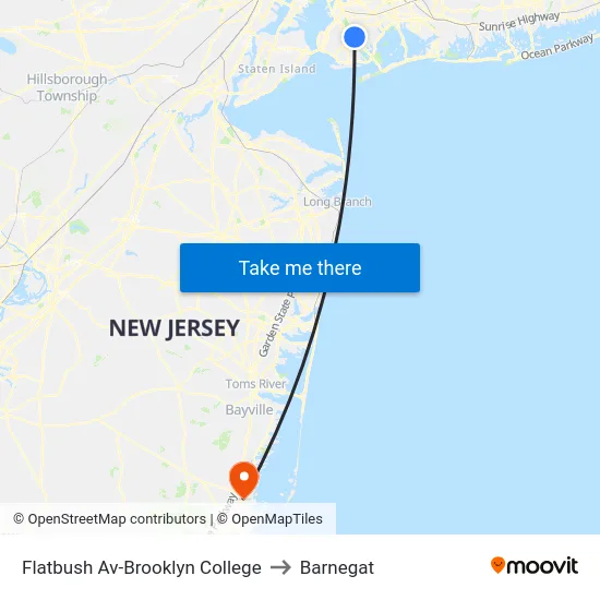 Flatbush Av-Brooklyn College to Barnegat map