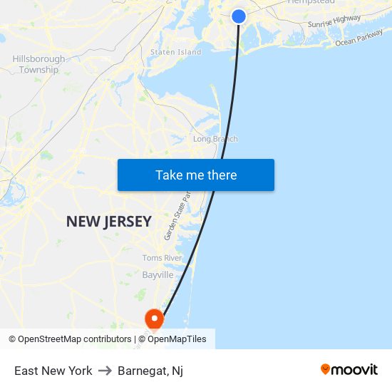 East New York to Barnegat, Nj map