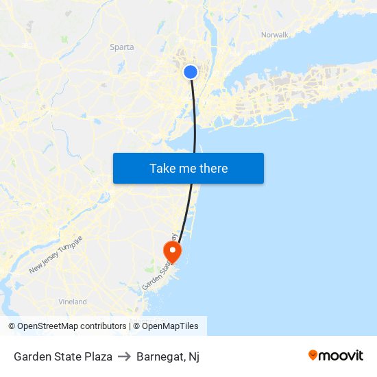 Garden State Plaza to Barnegat, Nj map