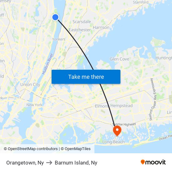 Orangetown, Ny to Barnum Island, Ny map