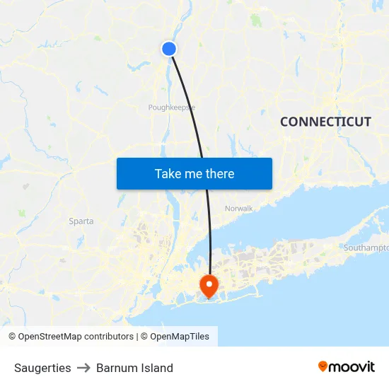 Saugerties to Barnum Island map