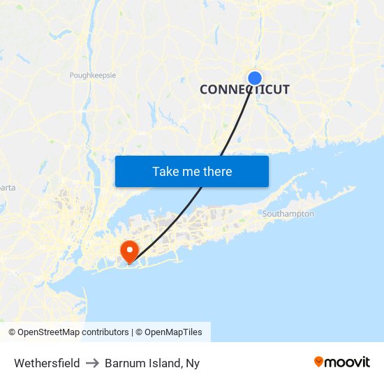 Wethersfield to Barnum Island, Ny map