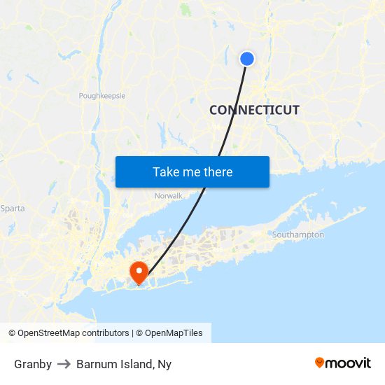 Granby to Barnum Island, Ny map