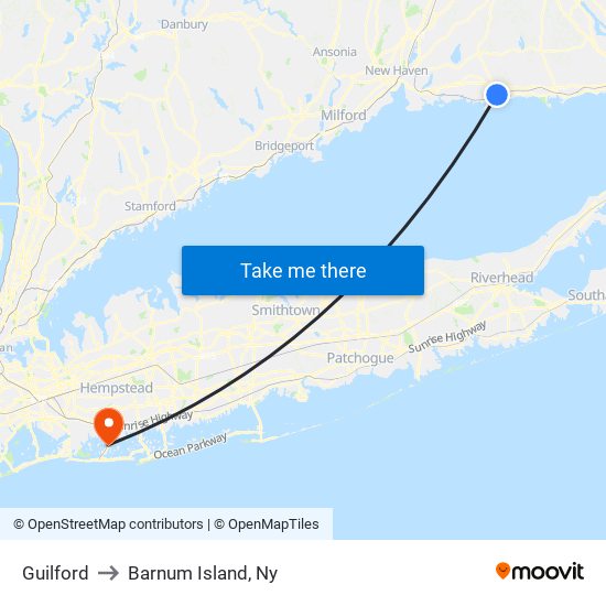 Guilford to Barnum Island, Ny map