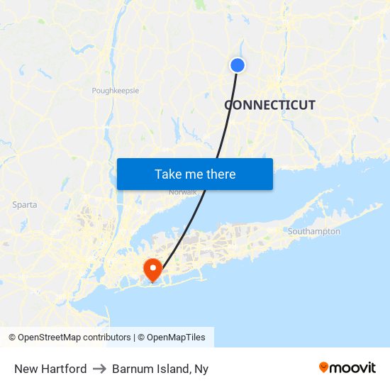 New Hartford to Barnum Island, Ny map