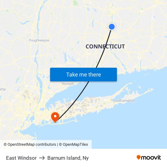 East Windsor to Barnum Island, Ny map