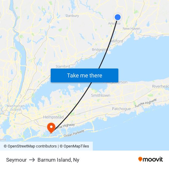 Seymour to Barnum Island, Ny map