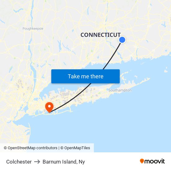 Colchester to Barnum Island, Ny map