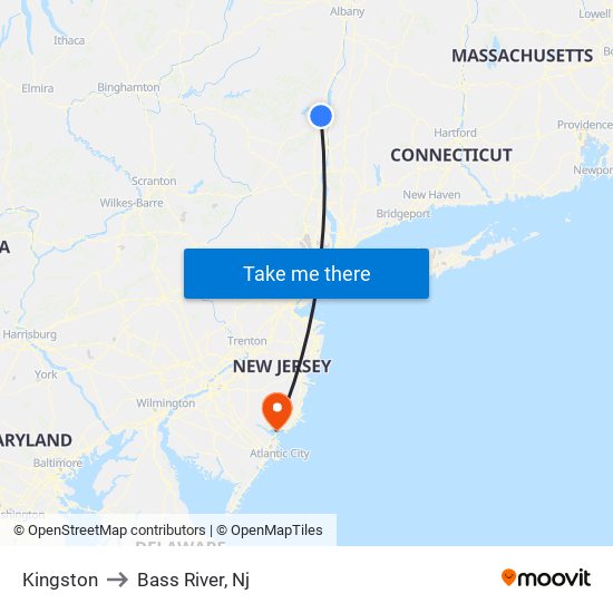 Kingston to Bass River, Nj map