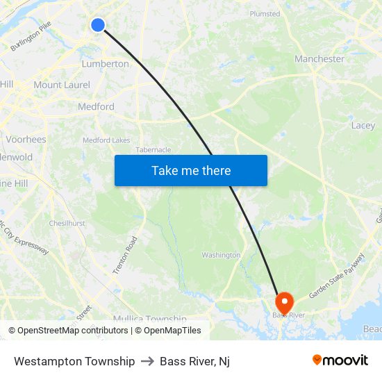 Westampton Township to Bass River, Nj map