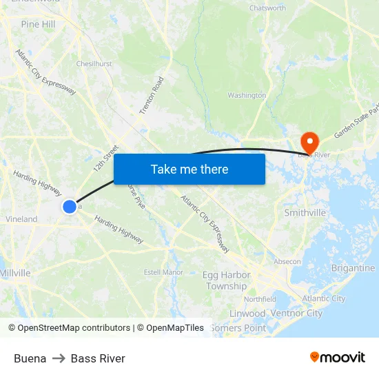 Buena to Bass River map