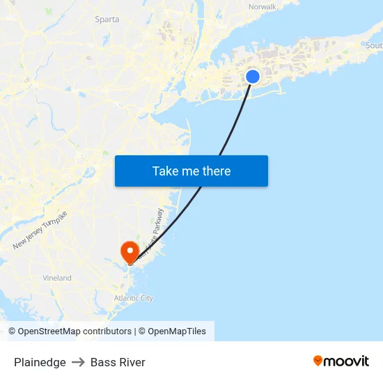 Plainedge to Bass River map
