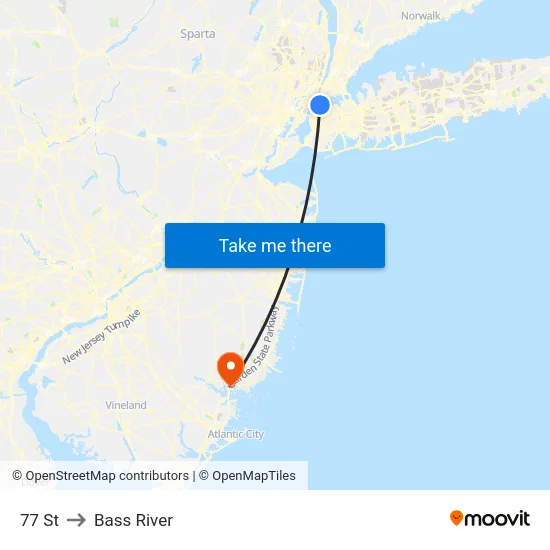 77 St to Bass River map